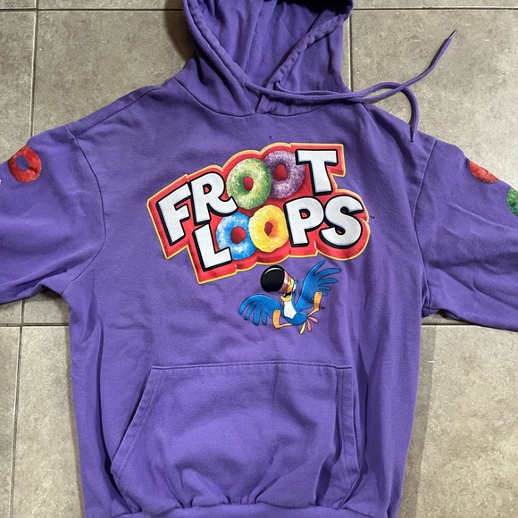 Kellogg's Unisex Purple Long Sleeve Froot Loops Graphic Pullover Hoodie Medium - Picture 3 of 6